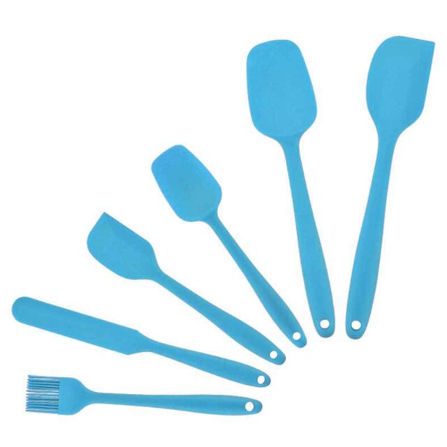 6Pcs/Set Silicone Spatulas Cake Cream Scrapers Heat-Resistant Oil Brush Non-Stick Butter Spreader Baking Kitchen Utensil Tools: blue