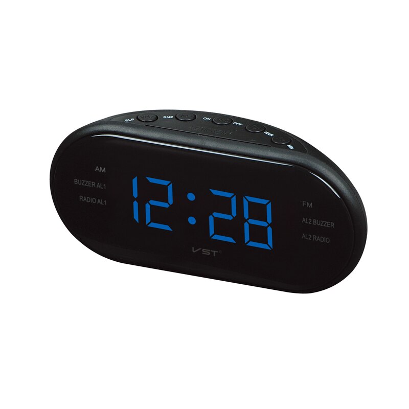 17*6*8.5cm Modern AM/FM LED Clock Radio Electronic Desktop Alarm Clock Digital Table Clocks Snooze Function: Blue