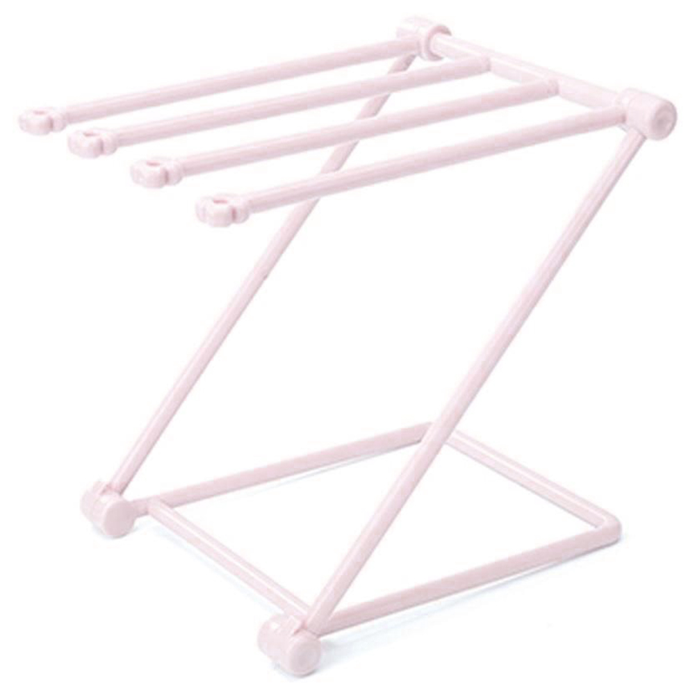 Opvouwbare Handdoek Bar Fles Droogrek Houder 4-Bars Armen Badhanddoek Kleerhanger Handdoek Rekken voor Badkamer Keuken: Pink