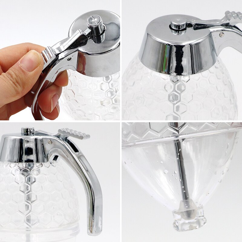 Frasco dispensador de miel de 200ml, recipiente para zumo, jarabe, hervidor, soporte de cocina, dispensador de miel, bote de almacenamiento portátil