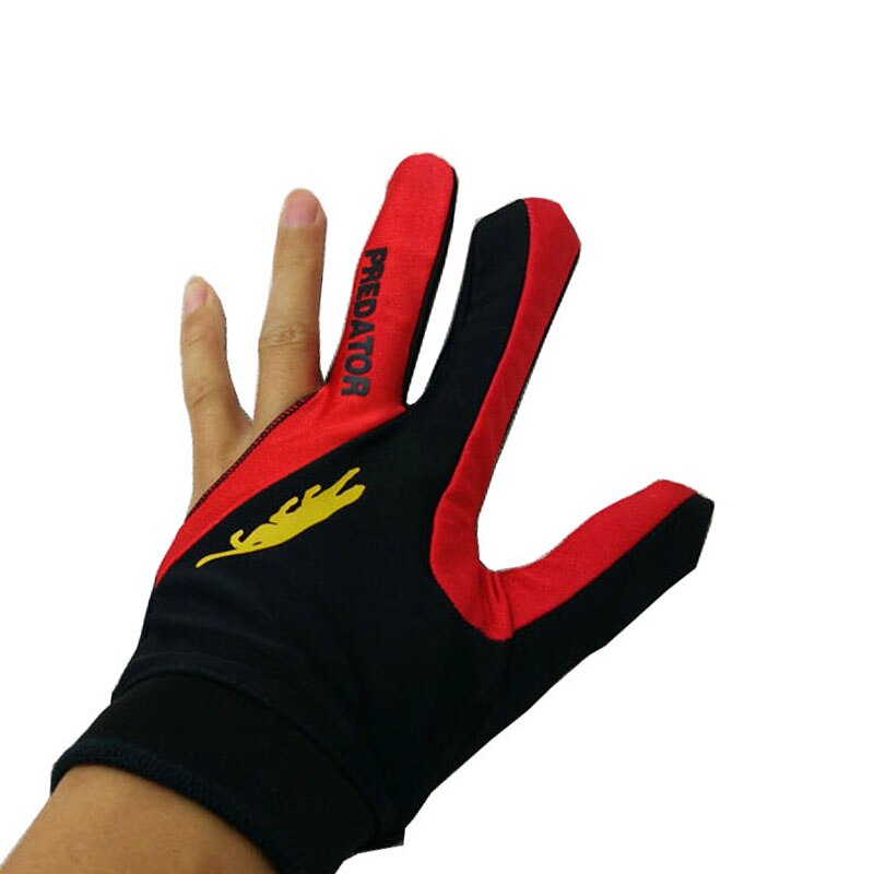 2pcs red/yellow 2colors Snooker Billiard Cue Glove Pool Left Hand Open Three-Finger Accessory: red