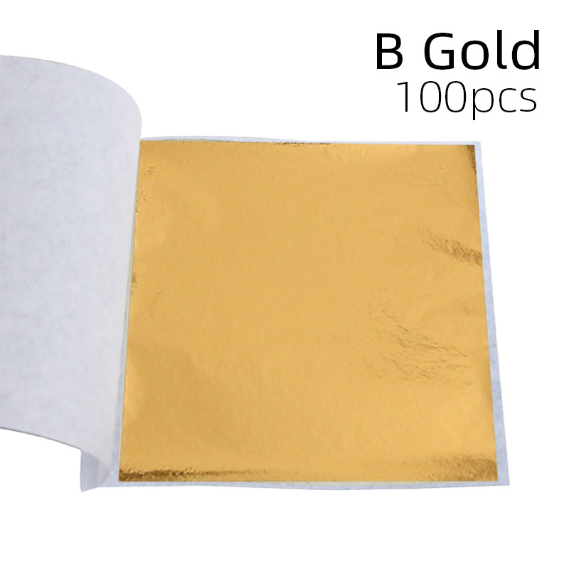 100 Stuks Sliver Koperfolie Papier Imitatie Bladgoud Vellen DIY Hand Nagel Ambachten Glanzend Vergulden Decor Art Lijnen Muur veelkleurig