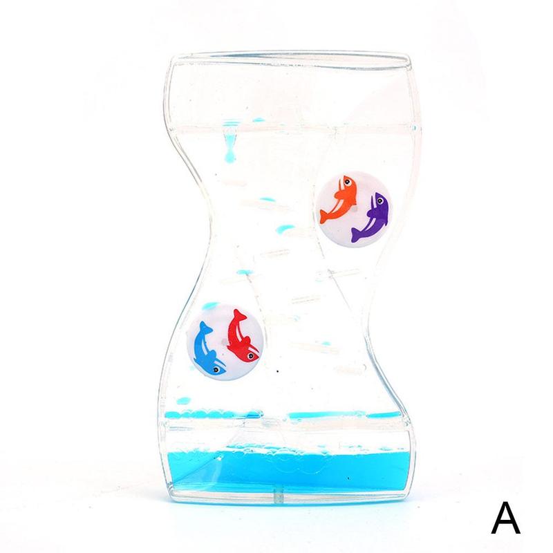 1Pcs Chuàngyì Olie Vloeibare Motion Xuánzhuǎn Hǎitún Fēngchē Shuāng Lún Jiǎn Yā Timer Desk Decor Kinderen Om: Blue