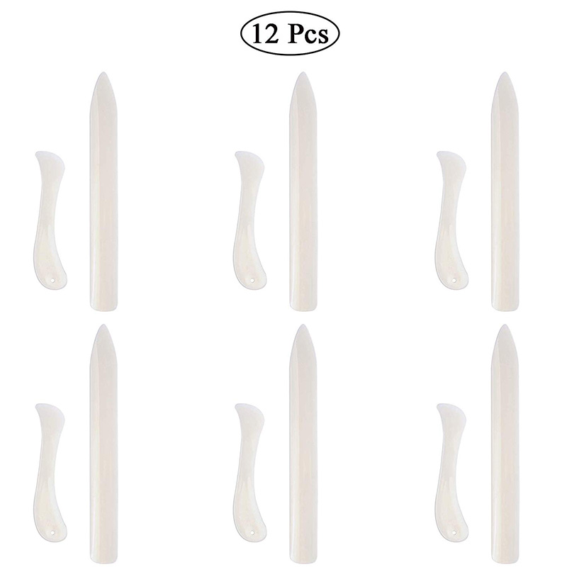 -12 Pcs Bone Folder Paper Creaser Set Scoring Tool Crafting Scrapbooking Tool for DIY Handmade Leather Burnishing Bookbinding