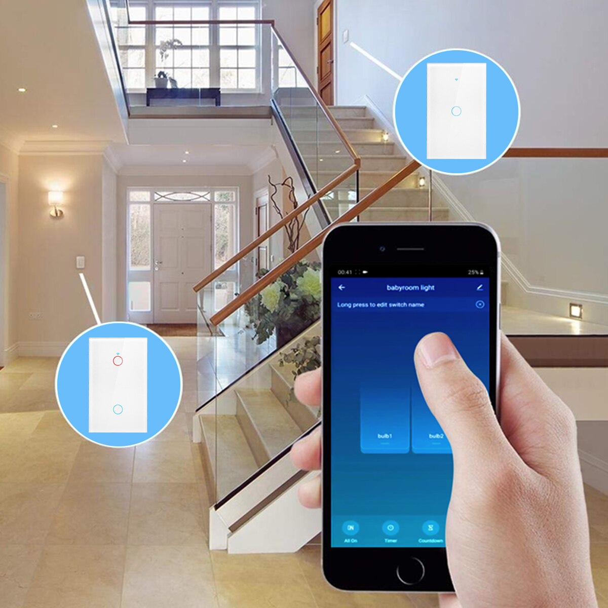 Kein neutralleiter erforderlich, us-standard-wlan-schalter, smart-home-steuerung 110v 220v