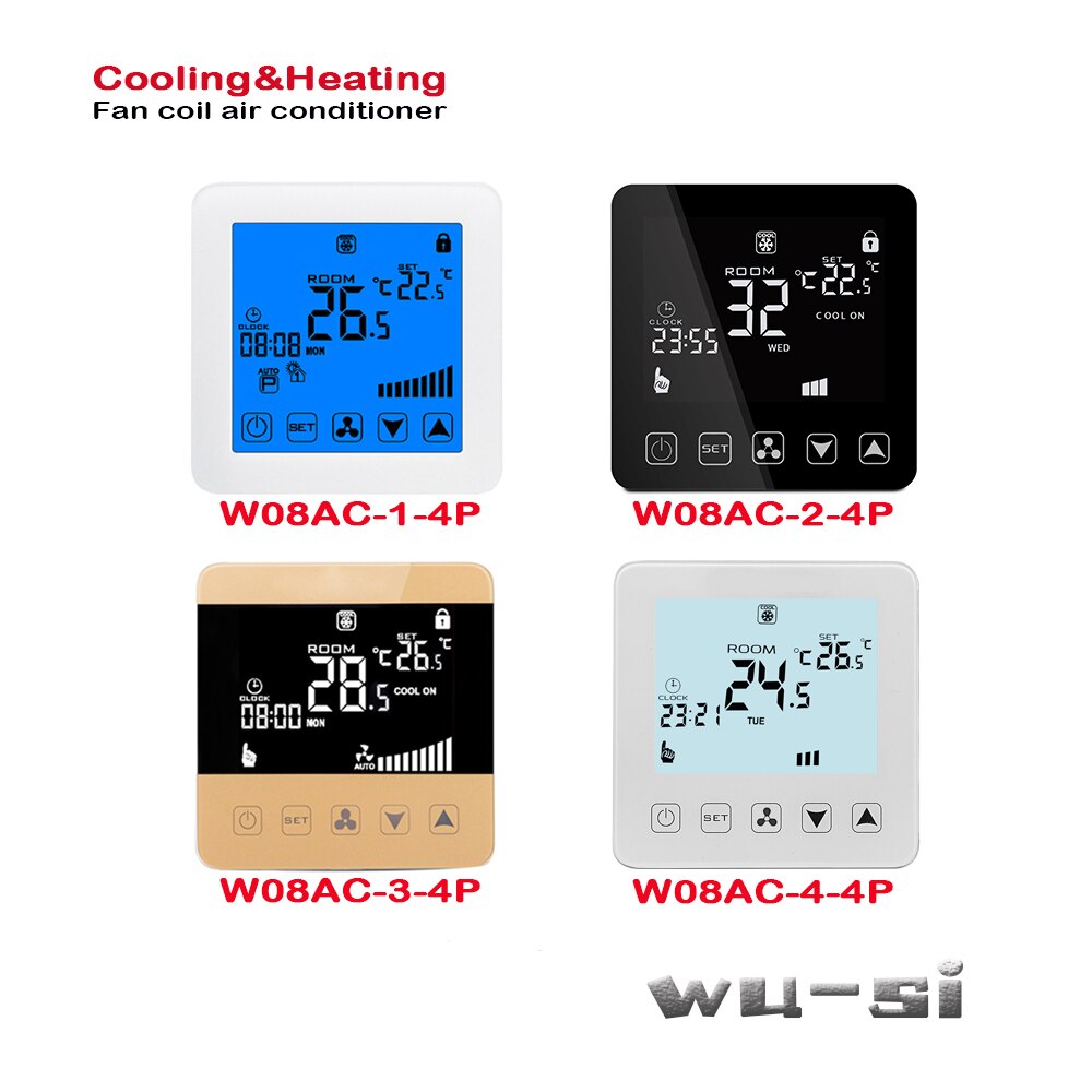 Programmable 2P 4P thermostat with cooling,heating,ventilation