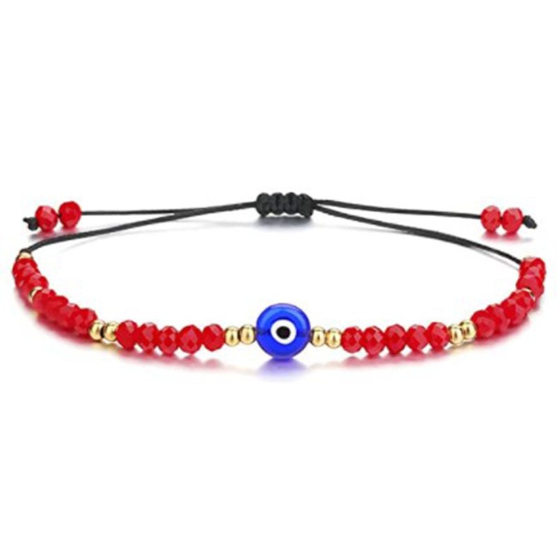 Pulseras de cuerda de 7 nudos hechas a mano, pulseras de cuerda roja con abalorios de mal de ojo, pulsera de Amistad tejida ajustable apilable: 26