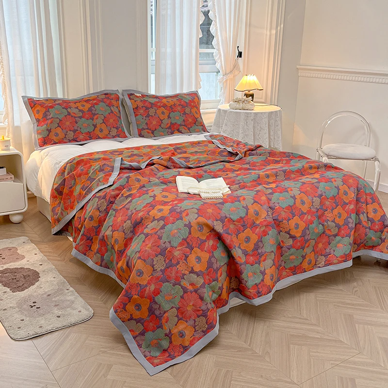 Dubbellaags bedovertrek katoenen deken Jacquard sprei garen geverfde spreien en dekbedden Beddekens Bank Handdoek Lakens