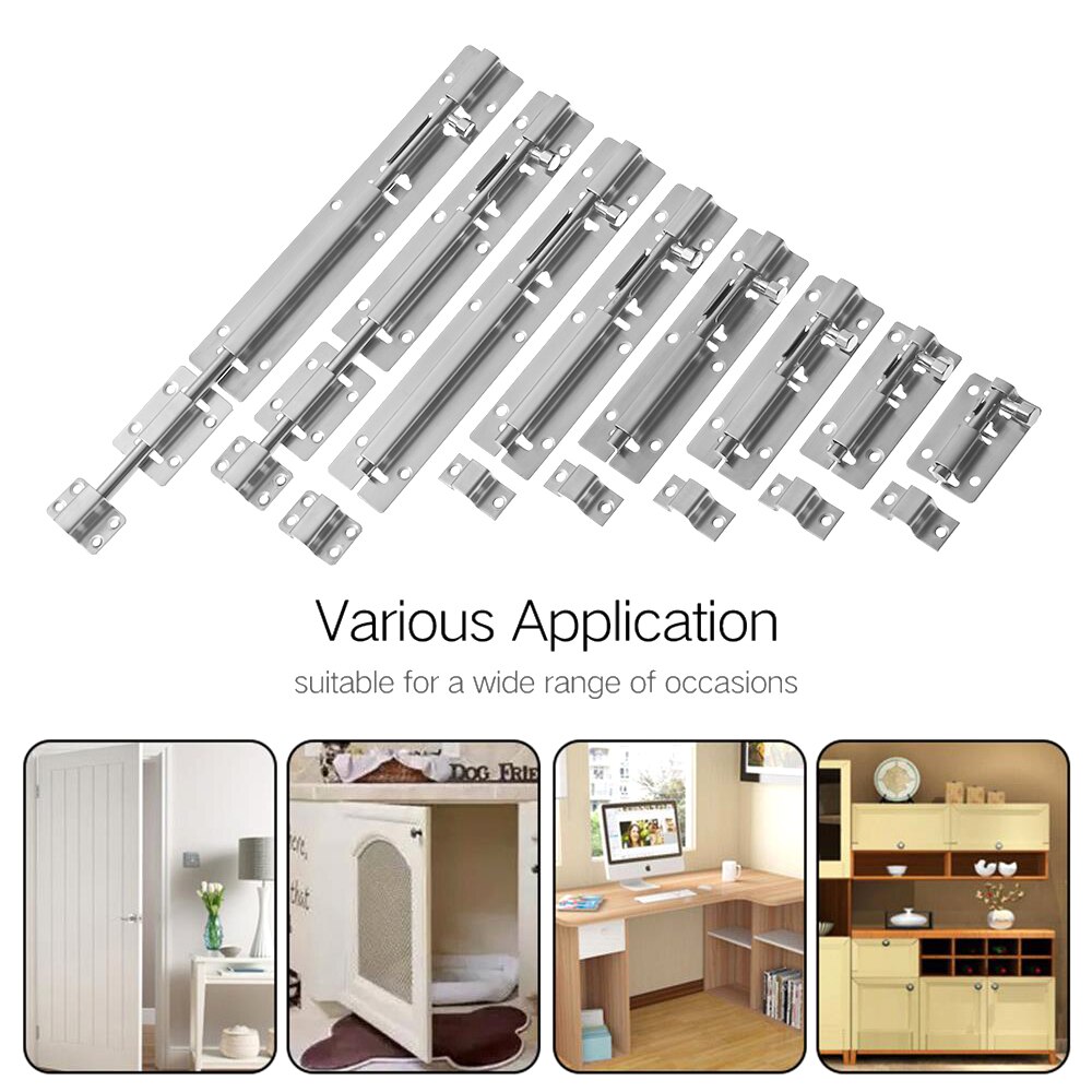 2-12 Inch Stainless Steel Door Lock Buckle Furniture Bolts Garden Gate Locks Sliding Door Chain Latch Home Security Hardware