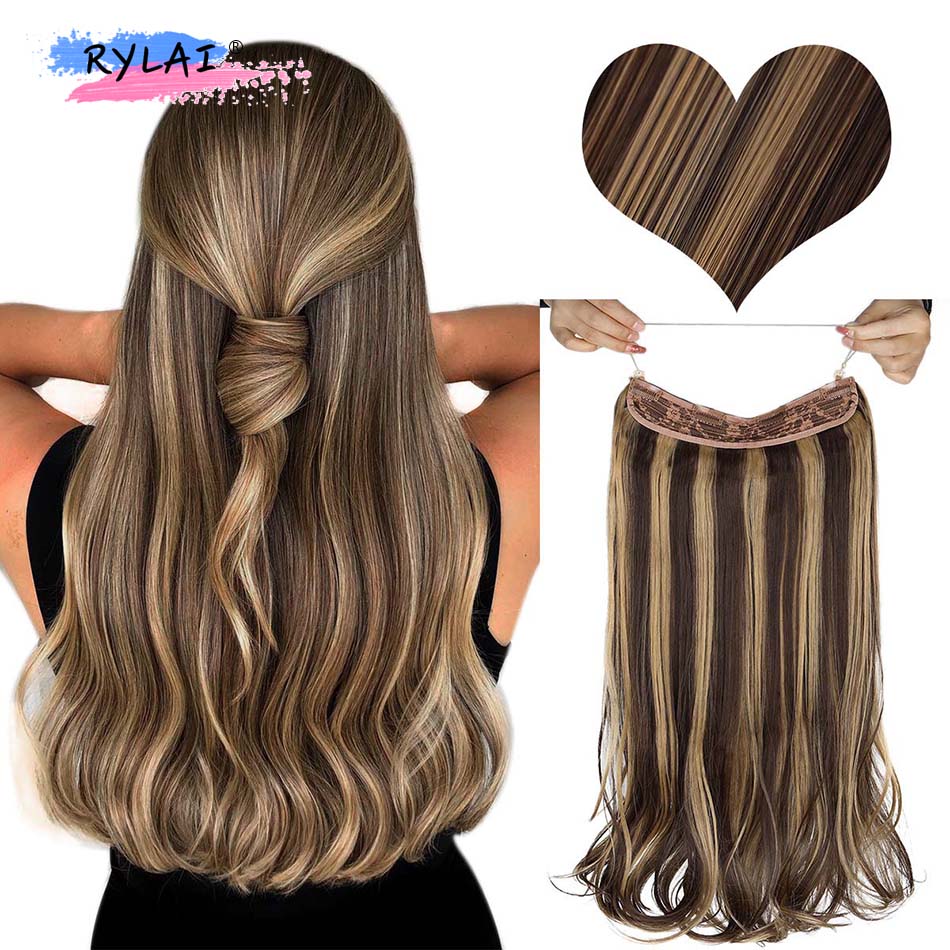 Deep Wave Clip In Hair Extensions Real Soft Thick Women Hair 24 Inch Long Curly Hair Extensions Clip In Synthetic 160 Gram RYLAI: P4 27 1