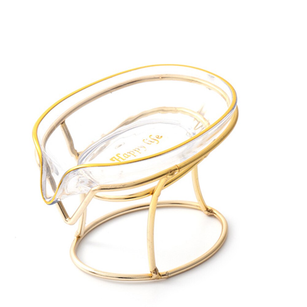 Luxury Ceramics Leaf Shape Soap Box Drain Iron Rack Soap Holder Shower Sponge Storage Plate Tray Non-slip Kitchen Supplies: Transparent