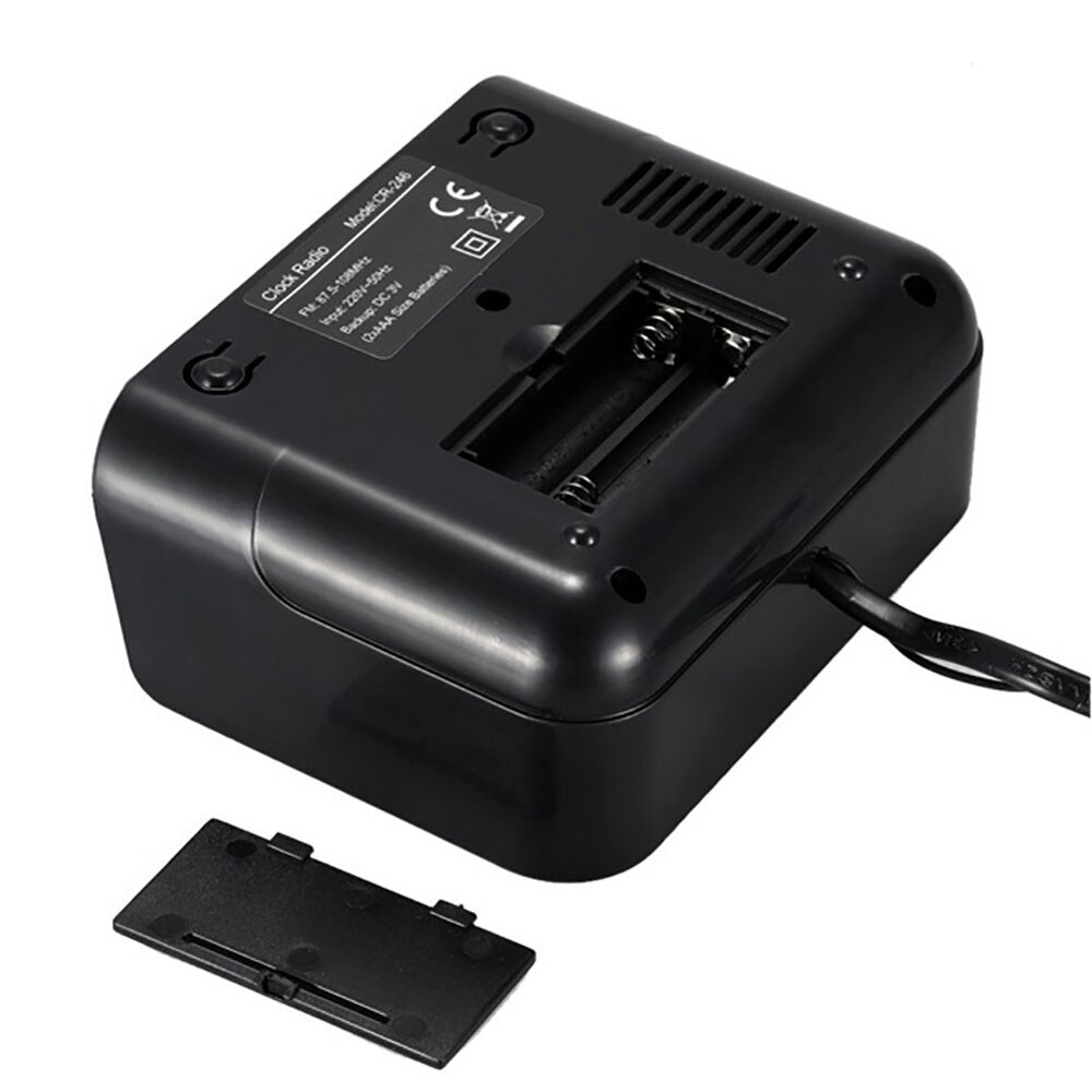 Radio Alarm Clock Digital Dual Little Battery Powered Black Portable Delicate