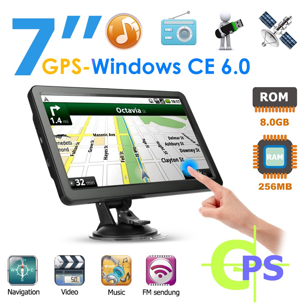 Q10 7 inch Display GPS Navigation 256MB RAM 8GB ROM FM Car Truck GPS Navigator System