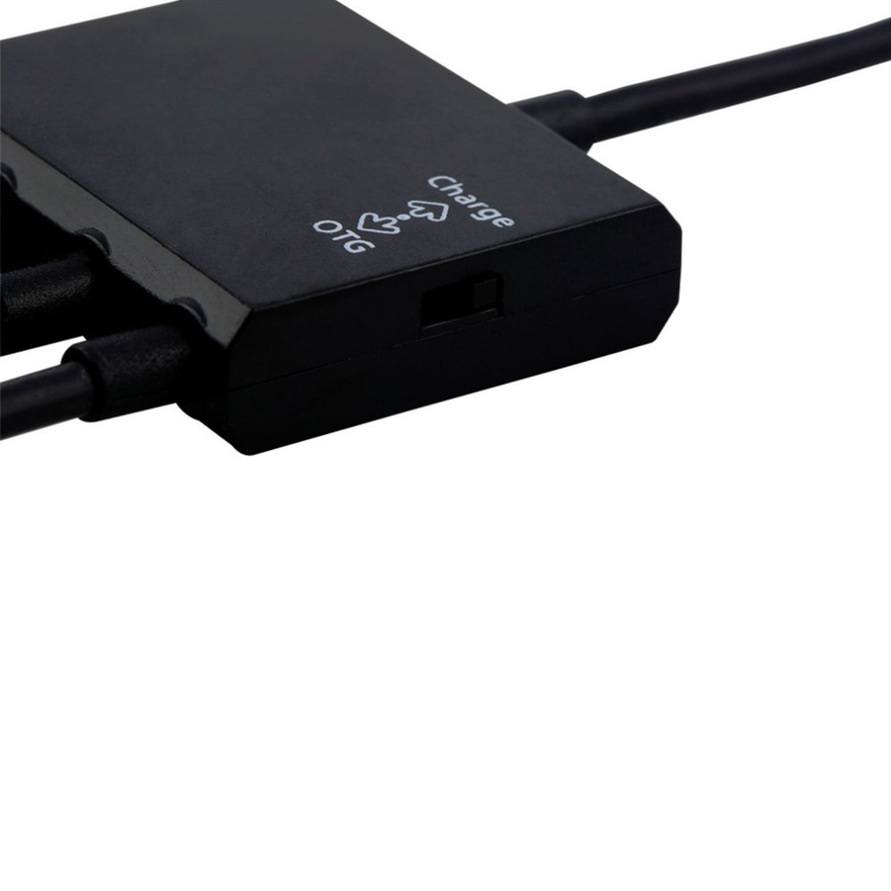 Câble de Hub noir d'otg de puissance d'otg de puissance d'usb de 4 ports chauds pour des accessoires de souris de disque du Smartphone U de tablette d'android