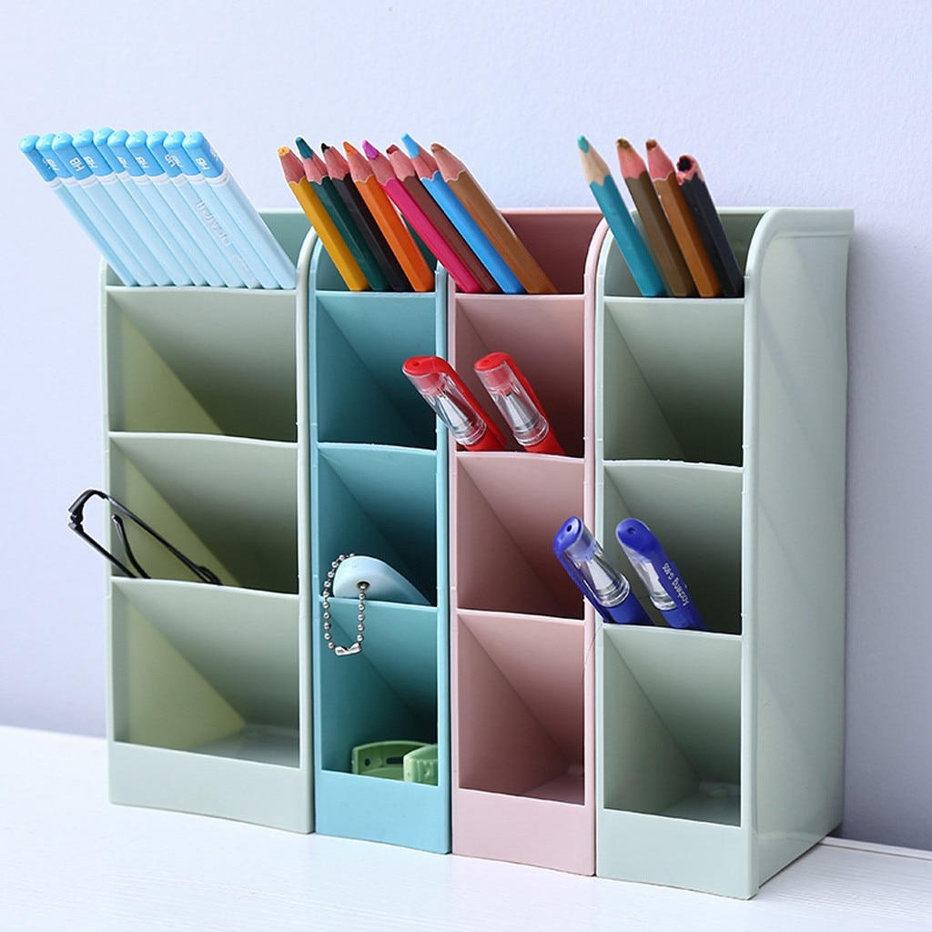 4 Grid Sub-grid Plastic Desk Organizer Desktop Office Pen Pencil Holder Makeup Storage Stationery Desk Container A4
