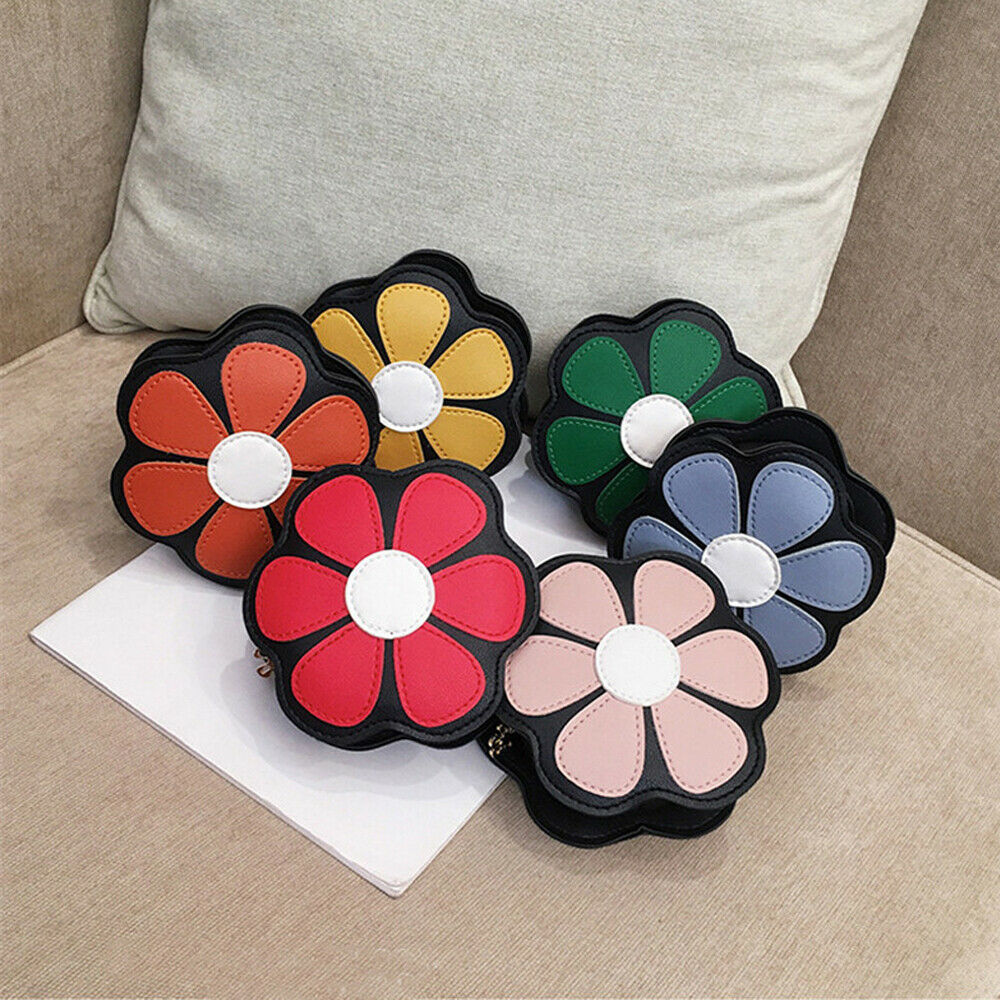 Summer Children Cute Handbags Flower Shaped Purses PU Leather Shoulder Crossbody Bag for Kids Toddler Girls