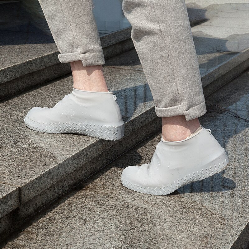Un par de cubiertas impermeables para zapatos de lluvia, Botas de lluvia de silicona recargables, zapatos de lluvia antideslizantes para hombres y mujeres, suministros de viaje galocha