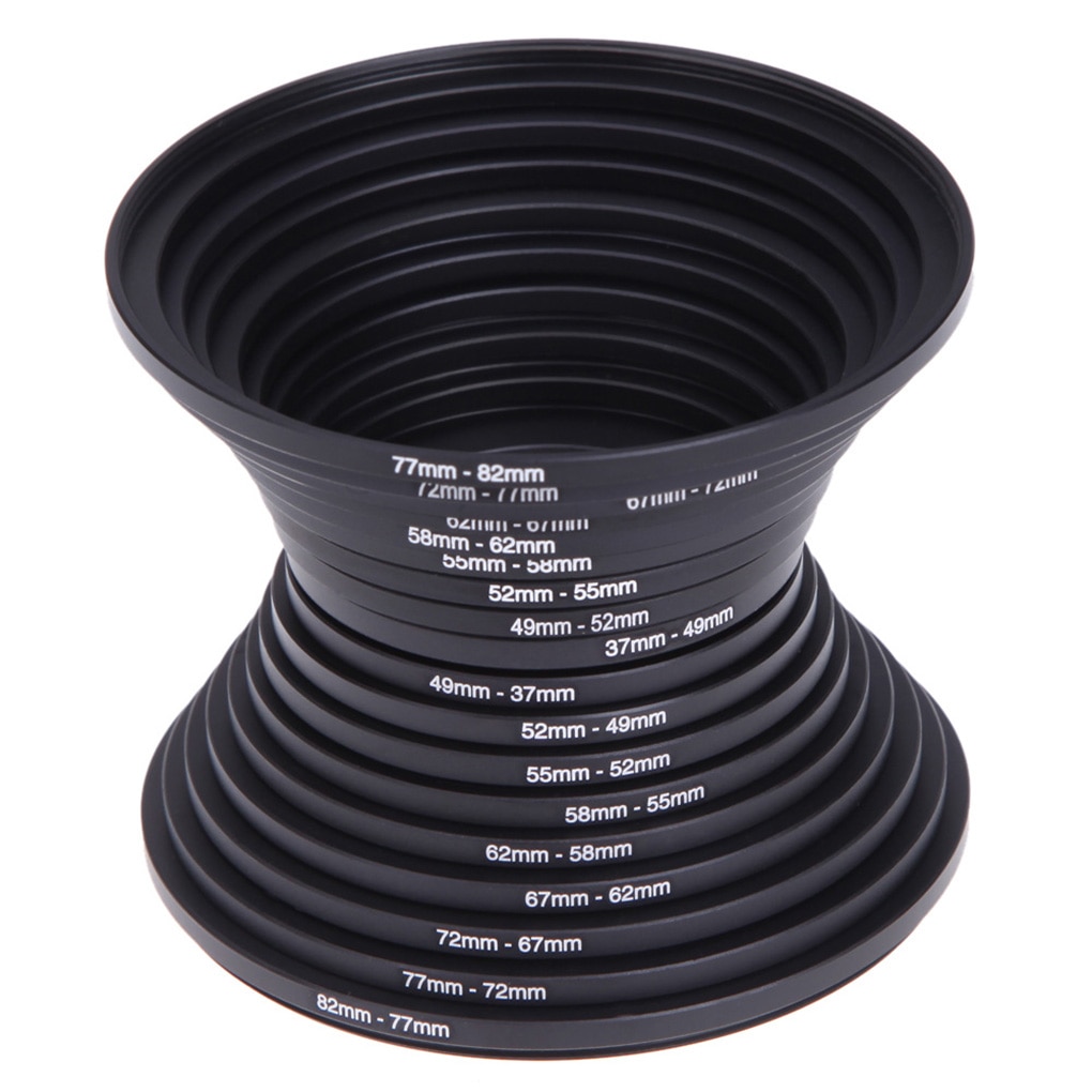18pcs/set Camera Lens Filter Stepping Metal Up & Down Ring Adapter For All Camera DSLR 37-82mm 82-37mm