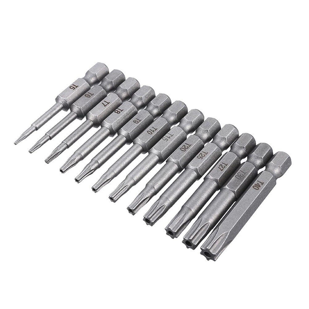 Torx skruetrækker bit sæt 1/4 sekskantet skaft stjerne  t6 t7 t8 t10 t15 t20 t25 t30 t35 t40 skruetrækker bits håndværktøj til hjemmet