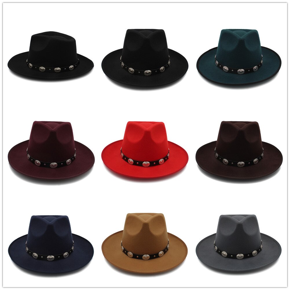 Sombrero Fedora de fieltro para mujer a la , Sombrero de otoño para mujer, Sombrero de estilo Jazz, Sombrero de señora, Reina, Sombrero Fascinator para papá, cinturón Punk