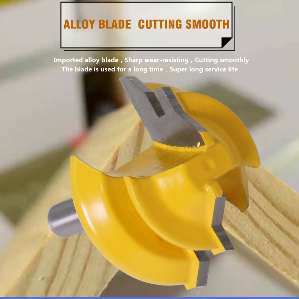 6 To1/2inch Shank 45 Degree Lock Miter Router Bit Woodworking Tenon Milling Cutter Tool Drilling Milling for Wood Carbide Alloy