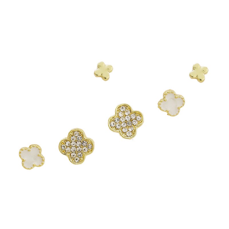 Conjuntos de brincos para as mulheres 2020 moda coreana pequenos acessórios meninas feminino flor cristal zircônia quatro folhas trevo jóias