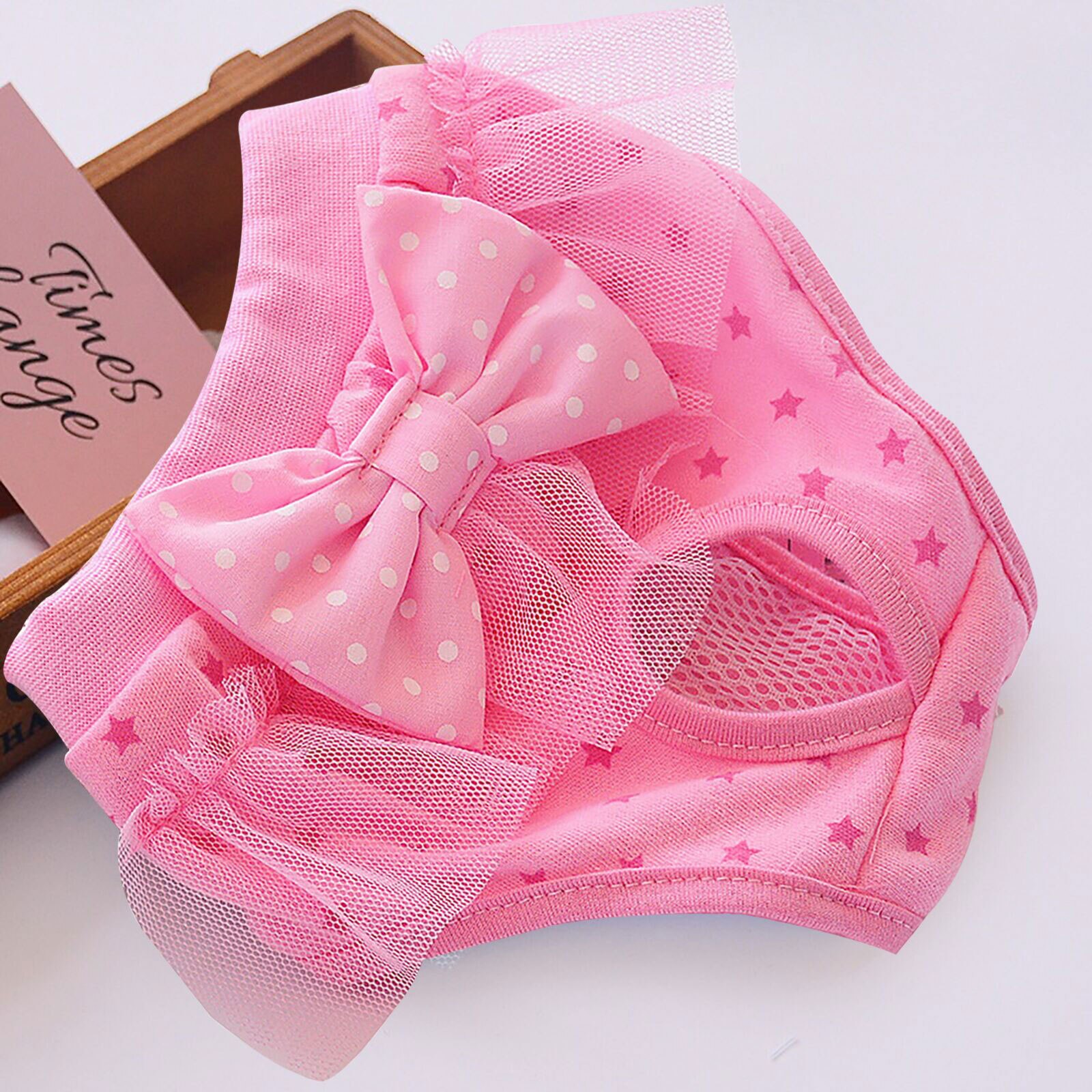 Pet Fysiologie Broek Roze Kant Mesh Prinses Menstruele Broek Teddy Ondergoed Huisdier Jurk Onderbroek X8