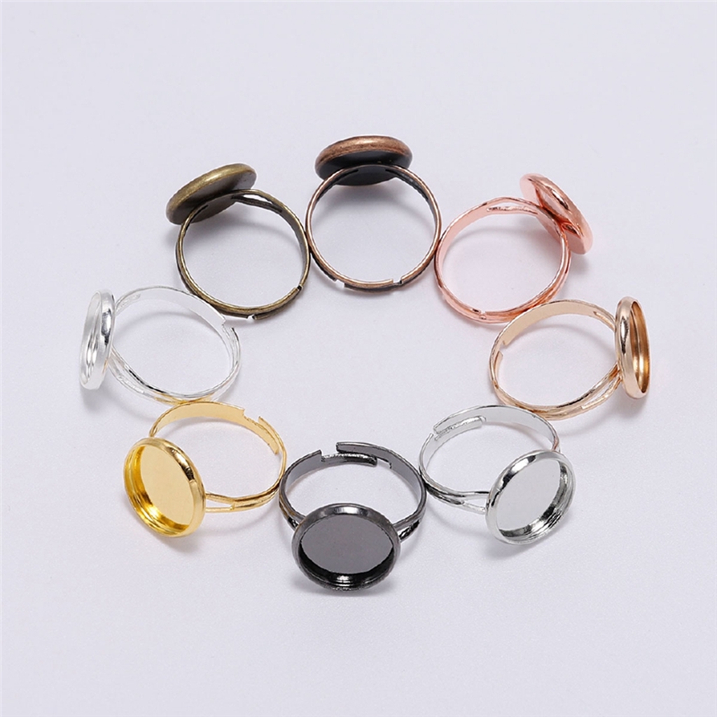 10Pcs/lot 12mm Adjustable Ring Settings Base Findings DIY Accessories Glass Cabochons Tray For Jewelry Making