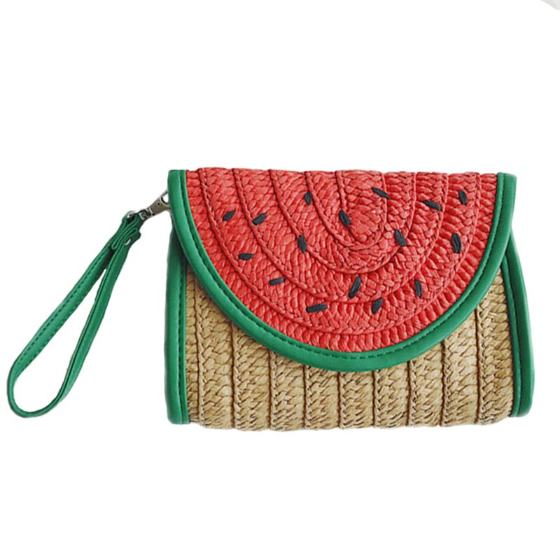 Mulheres Saco De Embreagem Palha Melancia Milho Rattan Handmade Envelope Ferrolho Saco Do Mensageiro do Sexo Feminino de Verão de Malha Trançado Tote SS3020