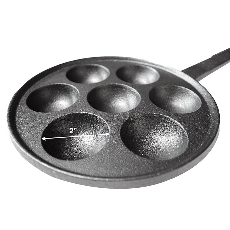 Nonstick fyldte pandekagepande, husstøbejern til forskellige sfæriske madforme med en diameter på ,2 "