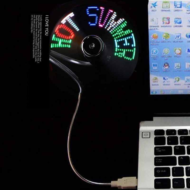 Ventilador USB , ventilador programable con luz LED RGB USB, cuello de cisne Flexible, Mini ventilador USB para mensajes DIY para PC, portátil, Notebook y escritorio