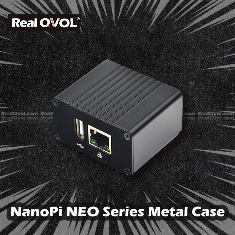 Realqvol friendlyelec neo/neo2/zeropi/neo2 preto demoboard caso de metal dissipador de calor caixa exterior