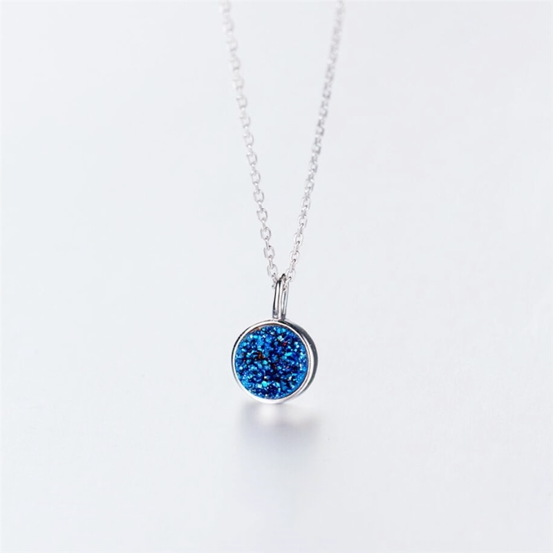 Unique mémoire bleu cristal planète rêveuse ciel étoilé pendentif 925 argent Sterling clavicule chaîne femme collier SNE409