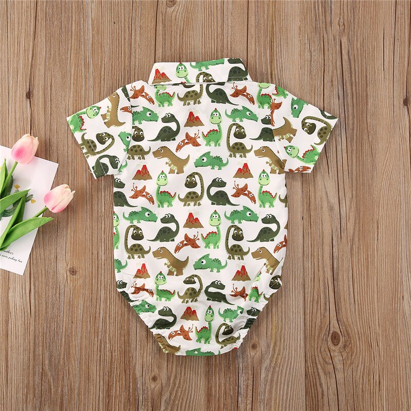 Zomer Gentleman Kinderen Jongens Body Boog Korte Mouw Print Jumpsuits 0-18M