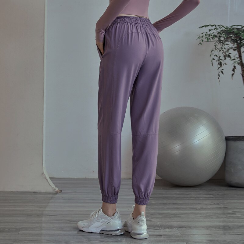 Feminino calças esportivas seção solto drawstring calças mulheres de fitness empurrar para cima correndo lazer yoga pant desportivo mulher agasalho