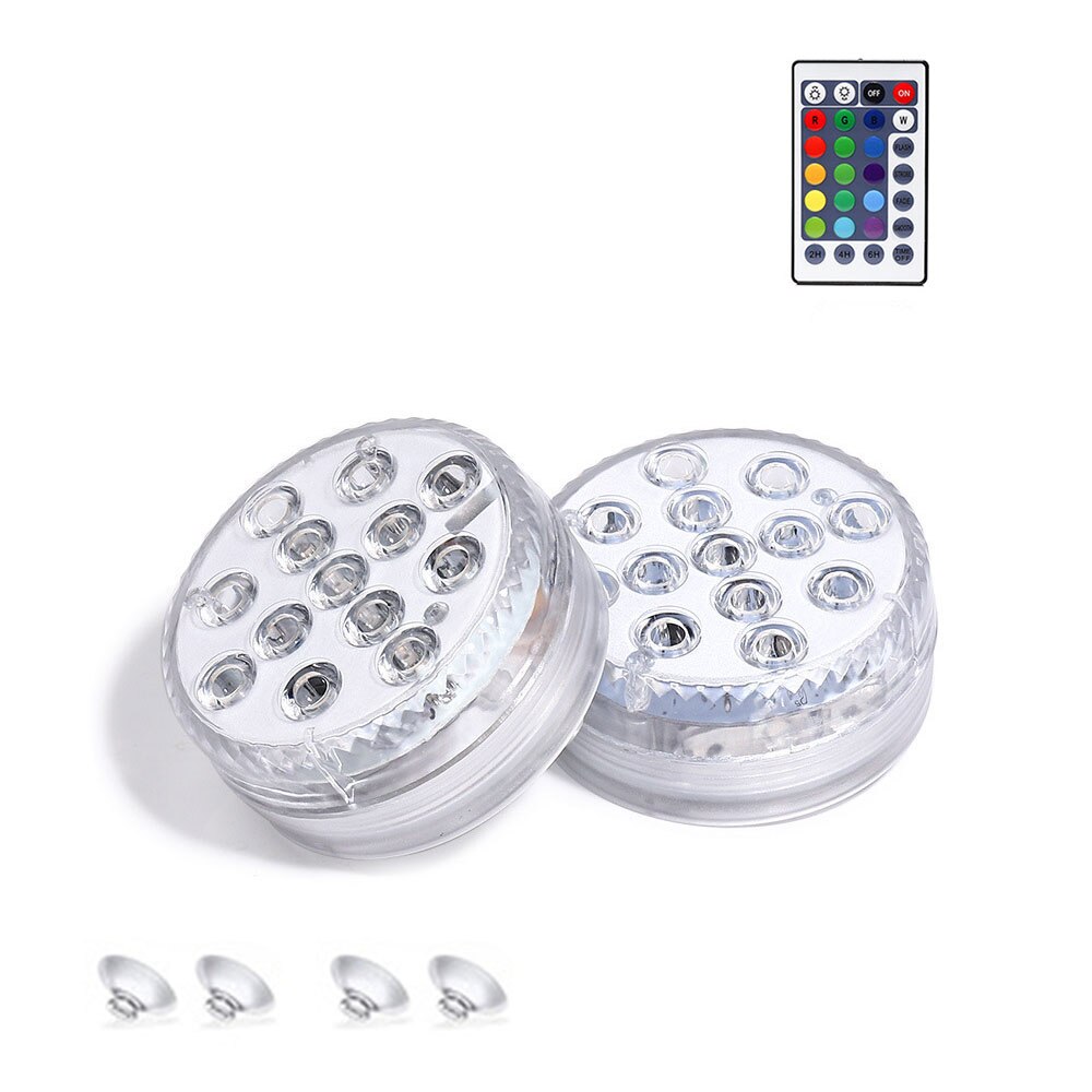 Onderwater led-lamp met 13 leds rgb, onderwatervislamp, op batterijen werkend, infrarood afstandsbediening, draadloze, meerkleurige badlampen: 2 stuks / Zonder batterij