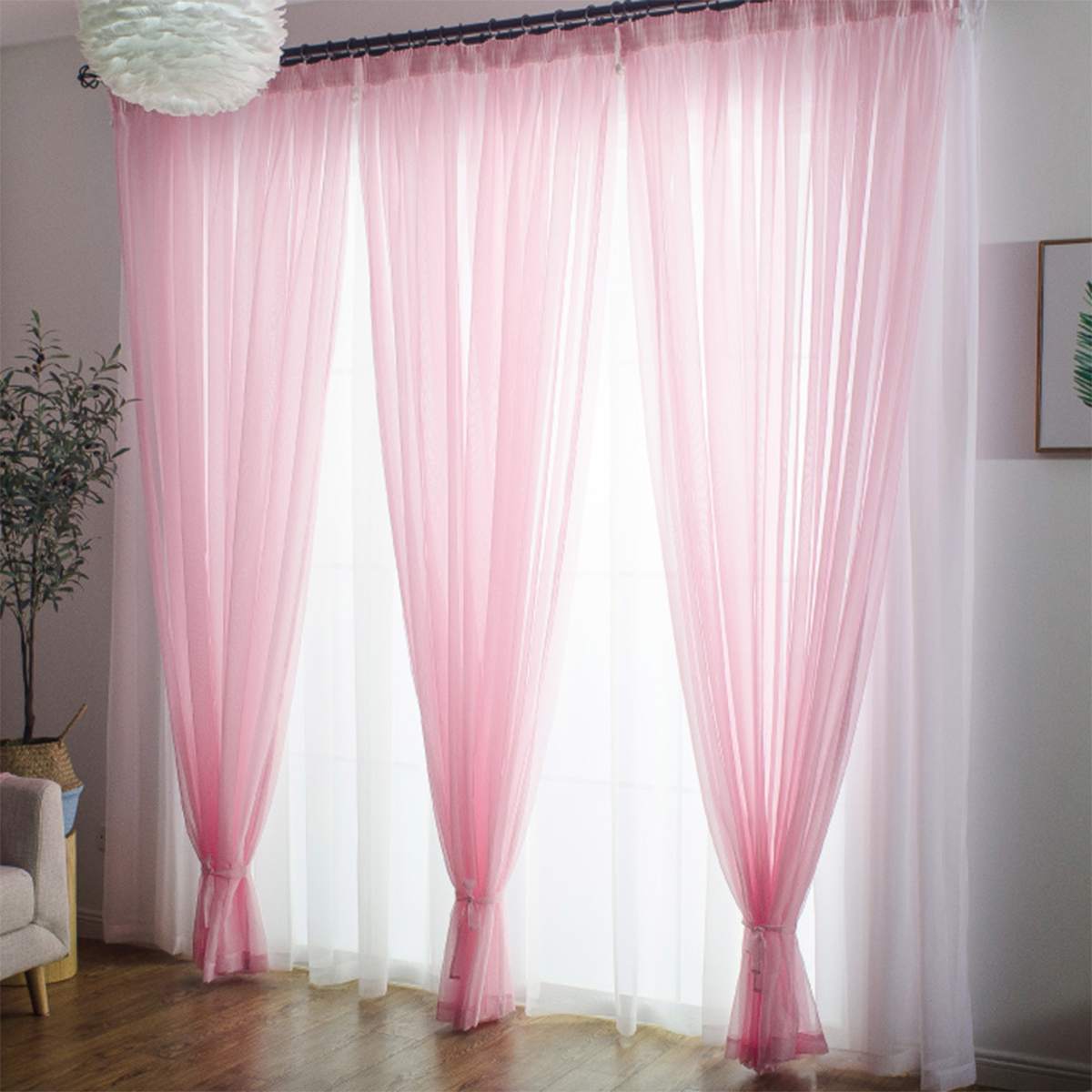 Waterproof Garden Decoration Outdoor Sheer Curtains For Porch Beach Patio Exterior Voile With Sliver Ring Gromme