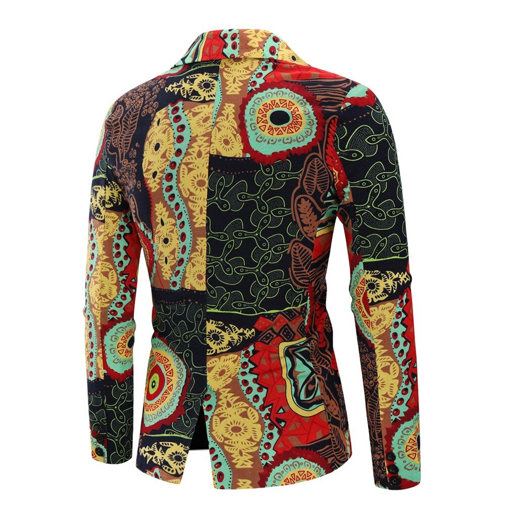 Winter Jacket Men jaqueta masculino Casual Vintage Ethnic Printed Dress Floral Suit Slim Fit Blazer Jacket casacas para homb #Y7