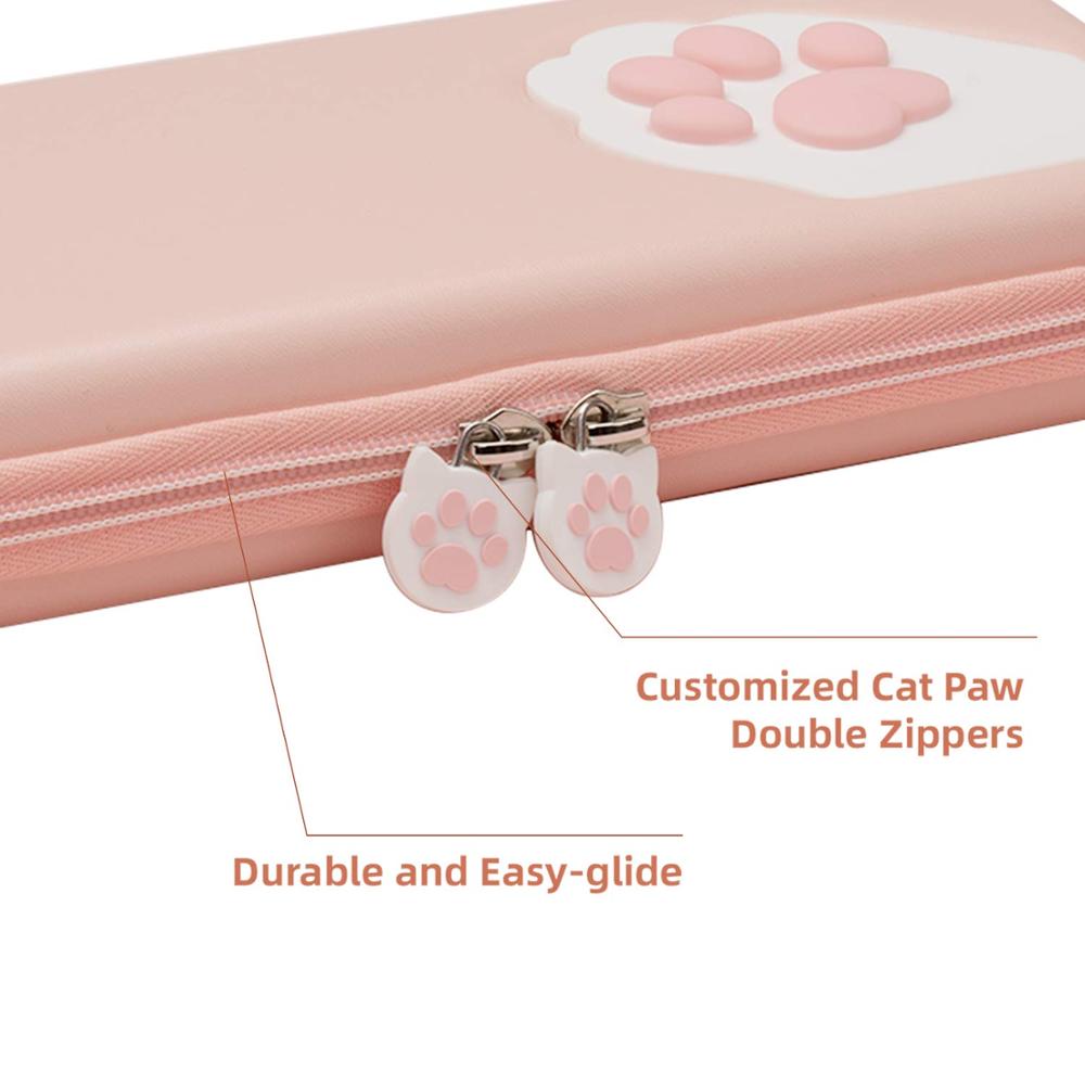 Pink Cute Cat Paw Case for Nintend Switch - Portable Hardshell Slim Travel Carrying Case fit Switch Console & Game Accessories