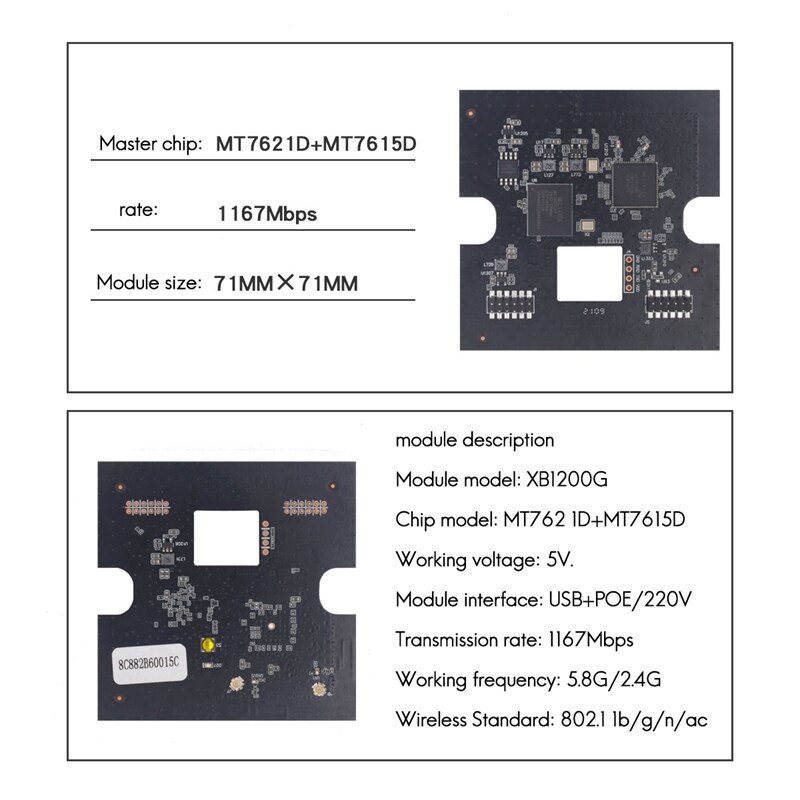MT7615D Wireless 5G+2.4G Dualband Wifi Routing AP Module Gigabit Highspeed Panel Module