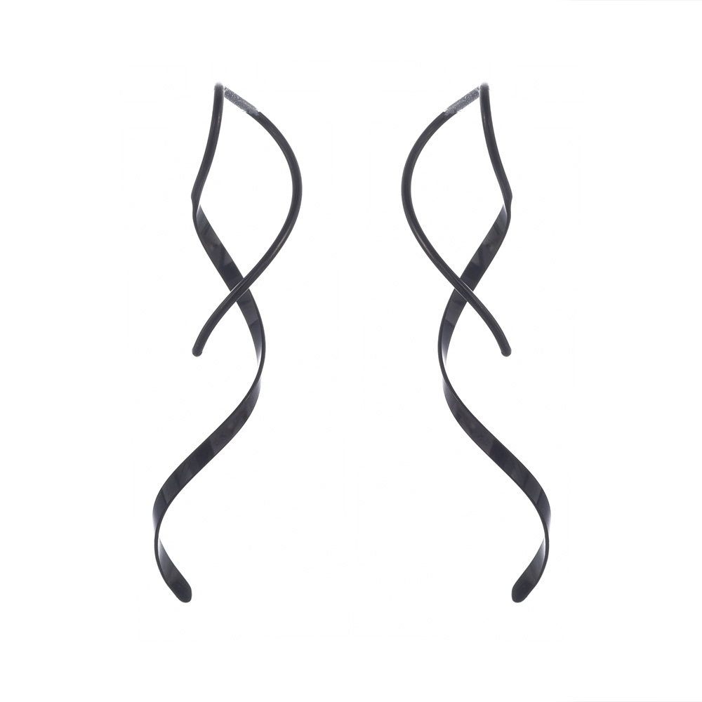 Einfache Spirale Einfädler Ohrringe Unregelmäßige Wendel Welle Kurve Ohr Linie Manschette Edelstahl Baumelnden Ohrring Frauen Schmuck: Braun