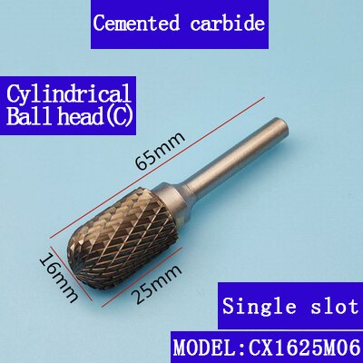 Carbide abrasive rotary file C(CX) type 6mm shank diameter tungsten steel metal milling cutter hand tool parts milling aluminum: CX1625M06