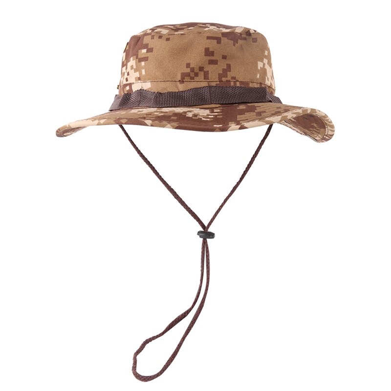 Mujeres Hombres Unisex Cubo de estilo Casual ajustable Packable plegable sombrilla sombrero mezcla de algodón pescador Sun Cap con correa de la barbilla: Camouflage 2