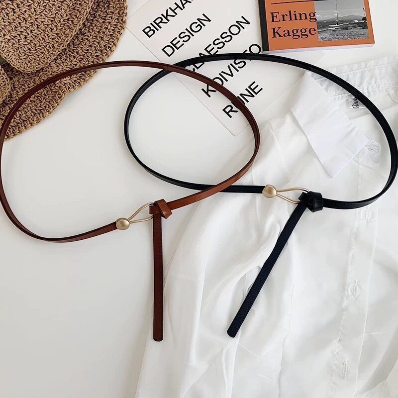 Skinnbelter for kvinner belte gullnål damebelter svart brune fritidsbelter til damefest kule kjole