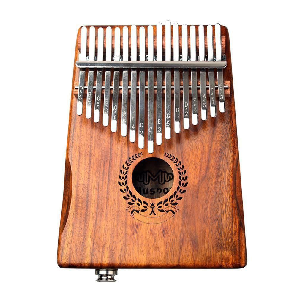 Kalimba de madera maciza con 17 teclas, instrumento Musical Kalimba de 17 teclas, pastilla eléctrica, con bolsa y Cable