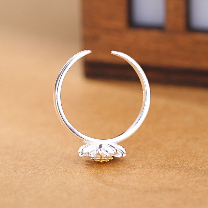 Dreamysky Puur Zilver Kleur Daisy Bloem Ringen Voor Vrouwen Vinger Ring Mooie Sieraden