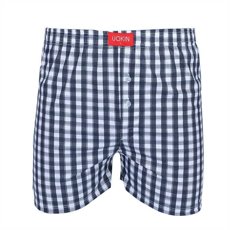 Men Sleep Bottoms Simple Shorts Blue Plaid Summer Male Short Pants Loose Home Wear Pyamas Casual Home Clothes