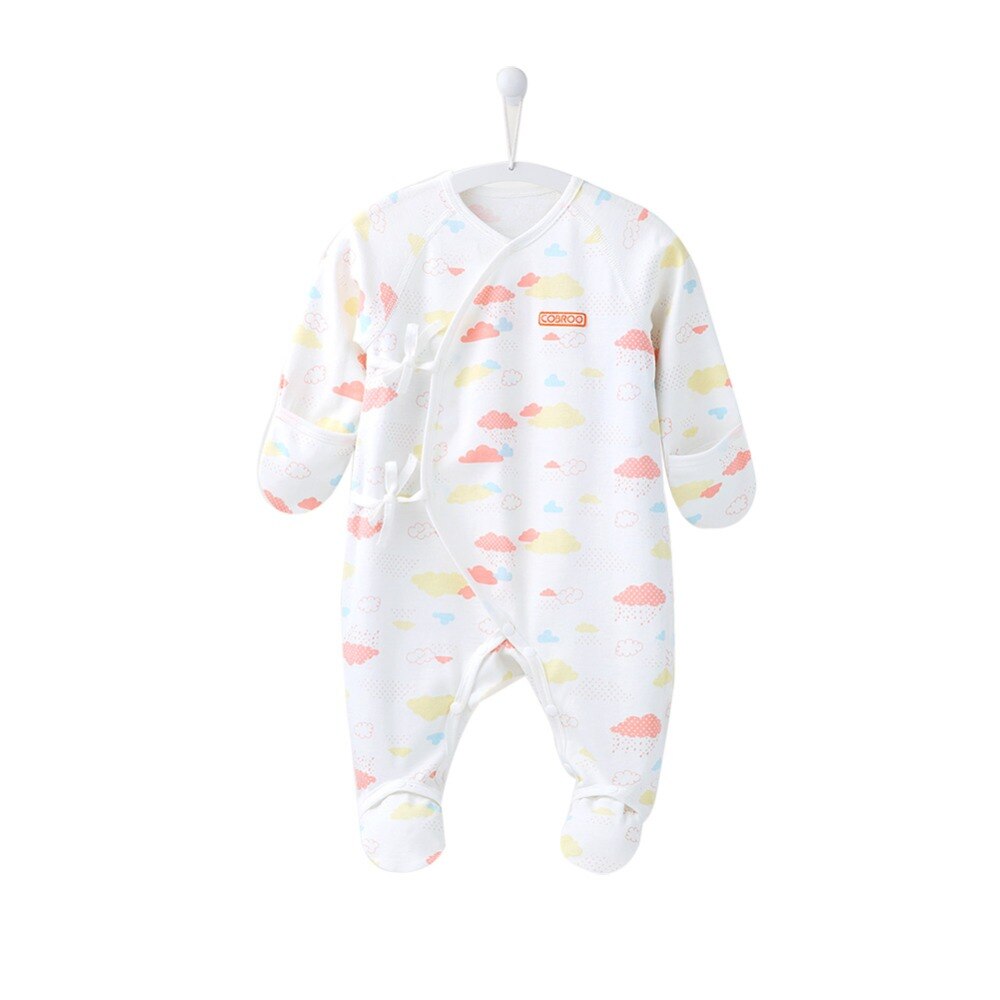 COBROO 100% Baumwolle Neugeborenen Footies mit Handschuh Manschetten Baby Fooed Overall Unisex Baby Pyjamas Baby Kleidung für Neugeborene