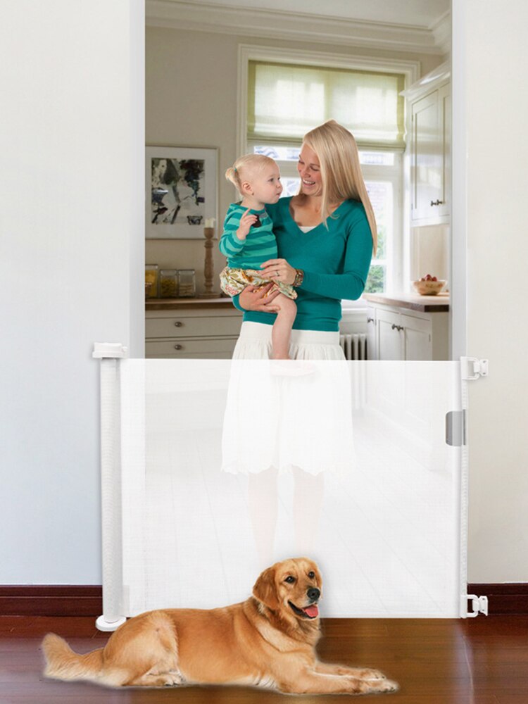 Retractable Baby Gate Pet Stair Gate Dog Safety Barrier Extendable Safety Gate For Indoors And Outdoors