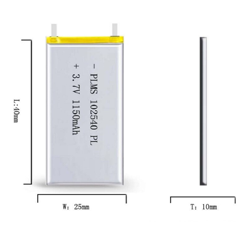 102540 1150mAh 3.7V Rechargeable Lithium Li-Polymer Batteries for LED Lights Lamps Electronic Products